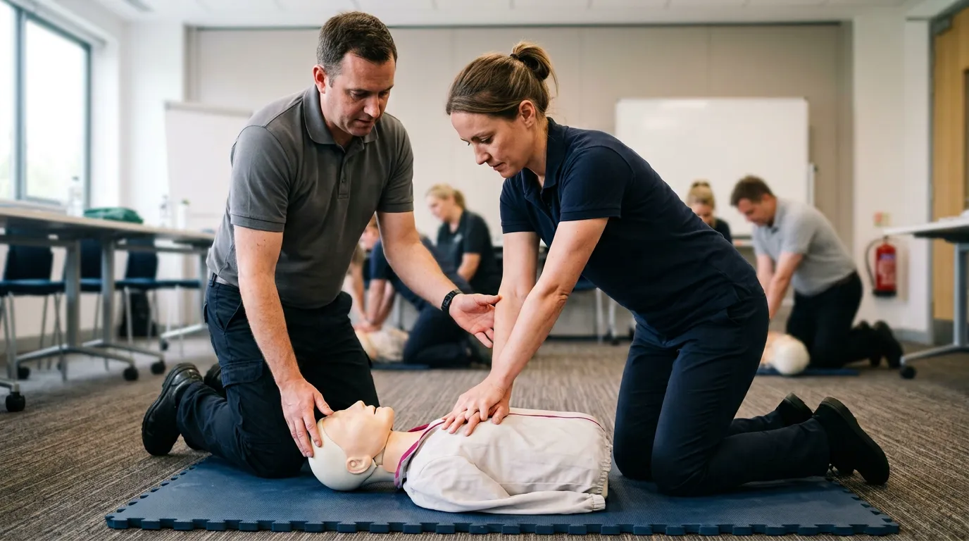 Exercice sur mannequin pendant une formation SST dans la Charente